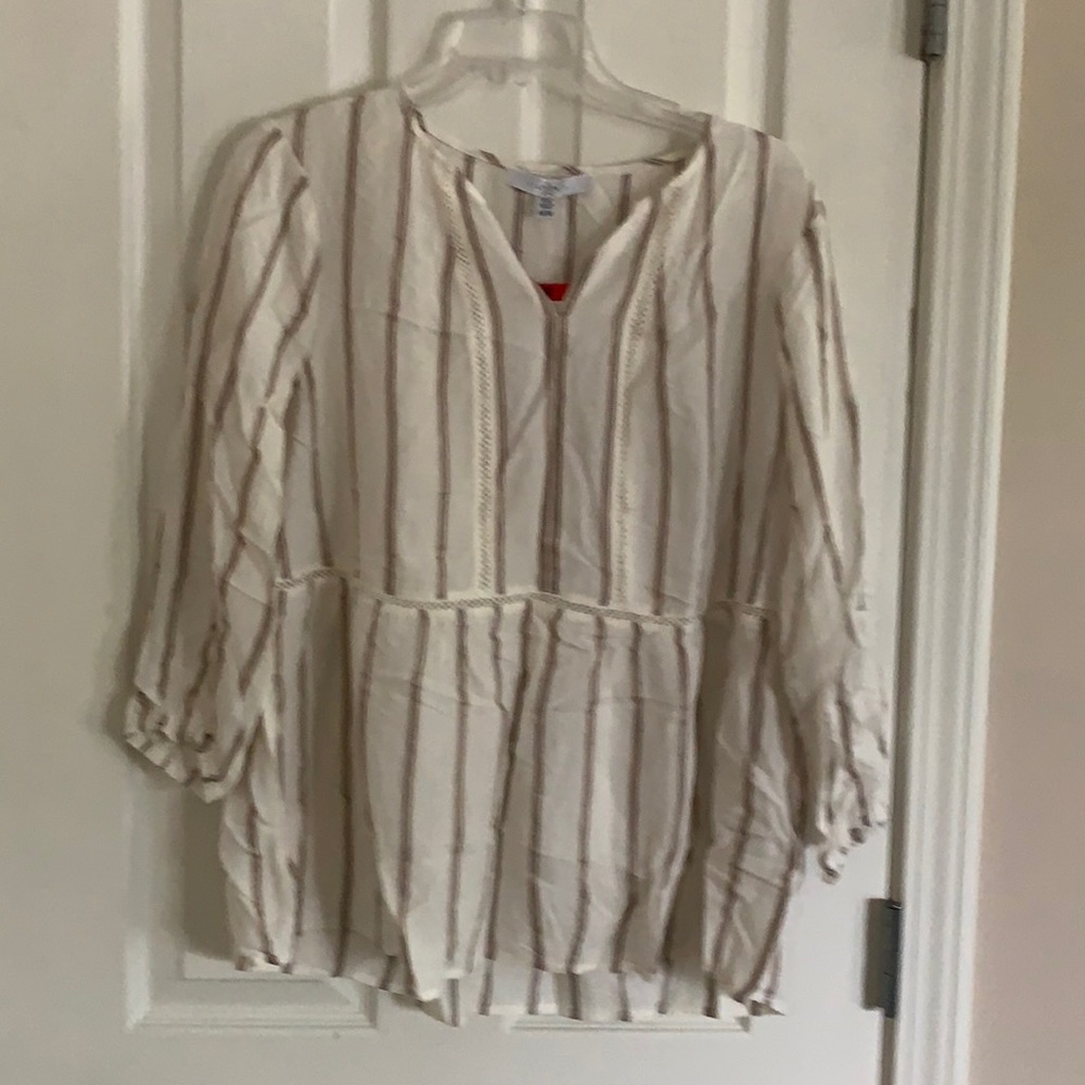 NWT FEVER Bohemian Style Linen Striped Top